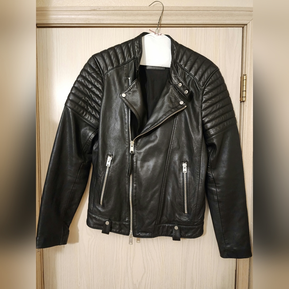 All Saints Black Leather Jacket Size Medium